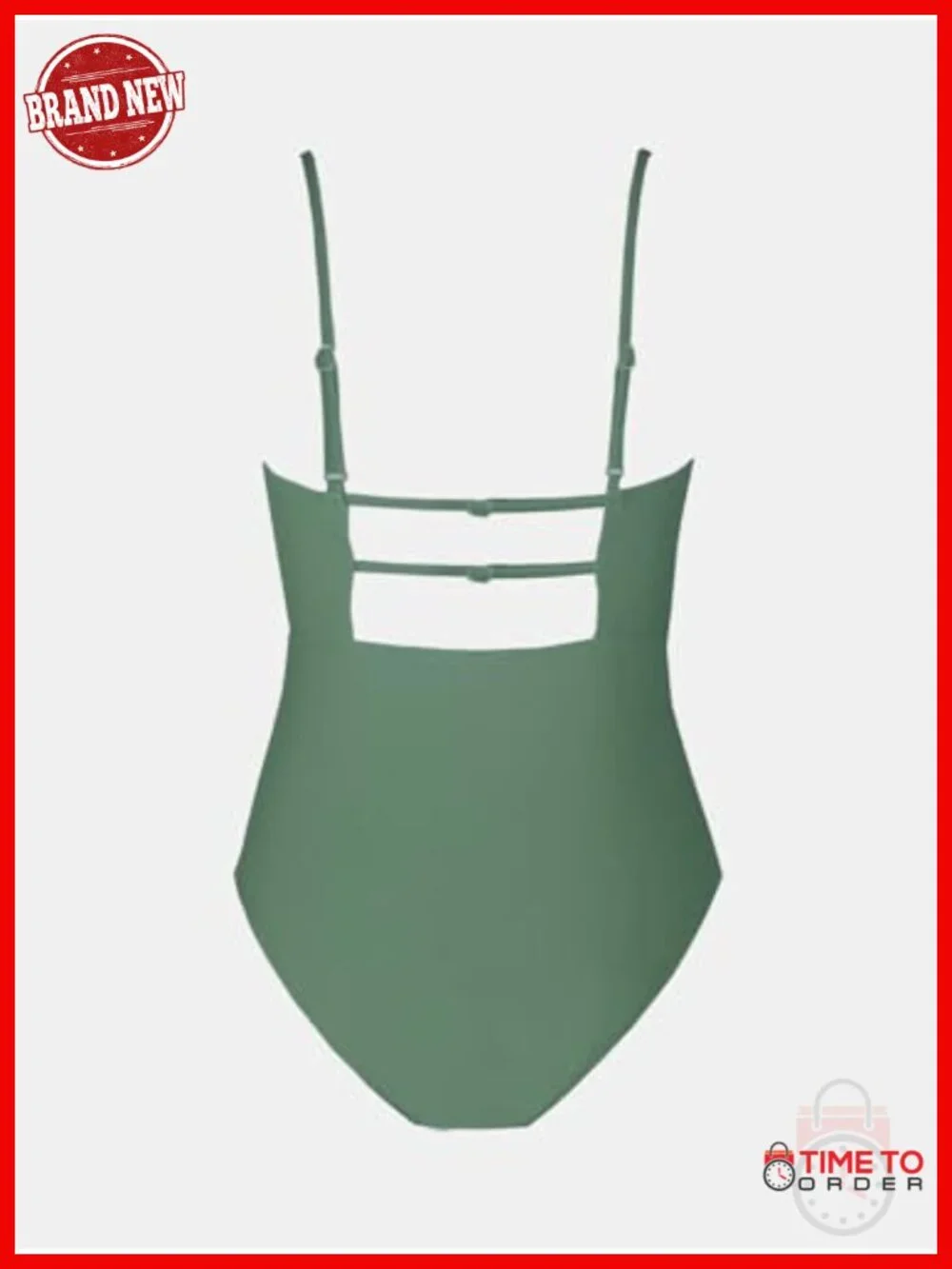 One Piece Swimsuit Square Neck Cutout Back Tummy Control Adjustable Straps